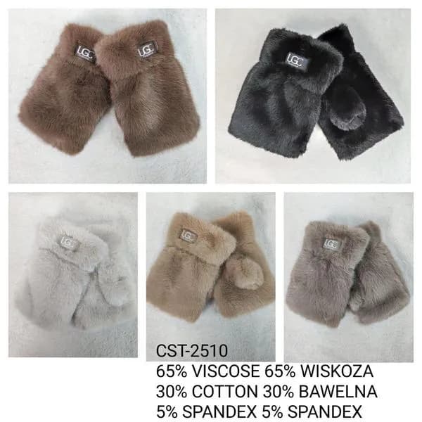 Rękawiczki damskie futrzane LG beżowe/brązowe/czarne