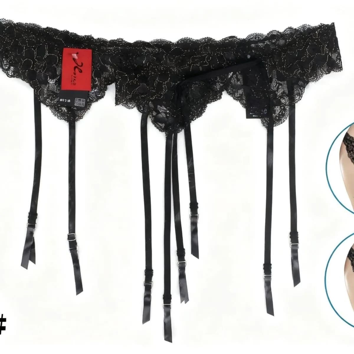 Komplet bielizny damskiej z pasem do pończoch S/M/L/XL