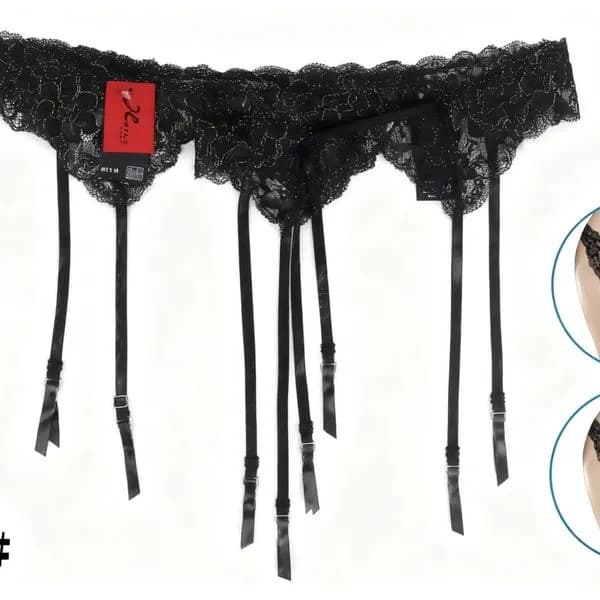 Komplet bielizny damskiej z pasem do pończoch S/M/L/XL