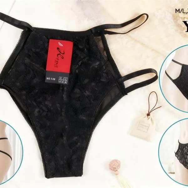 Majtki damskie koronkowe czarne M-L-XL Y-35#