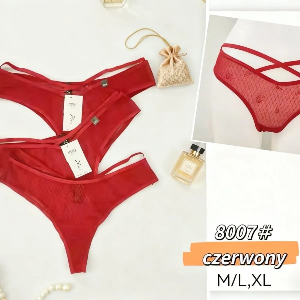 Majtki damskie czerwone M/L/XL 8007#