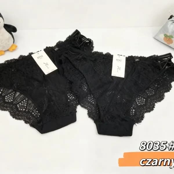 Majtki damskie czarne koronkowe 8035#