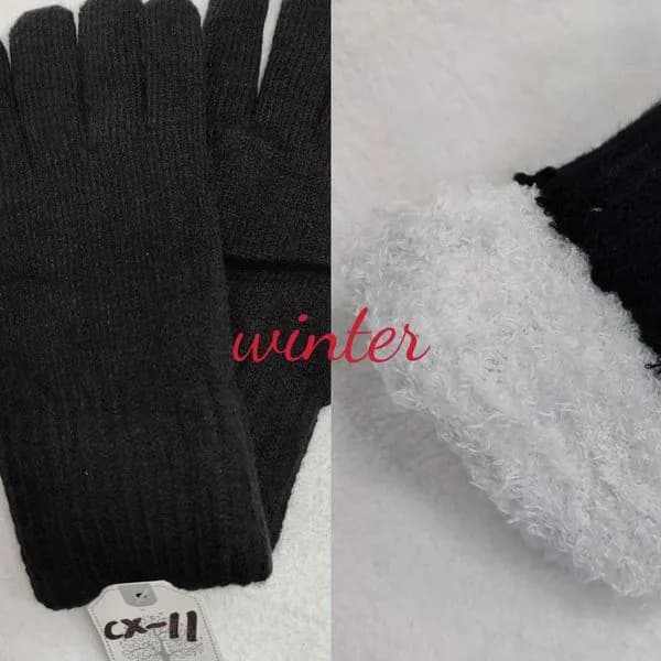 Rękawiczki damskie zimowe czarne XL-XXL SKU 061025-7