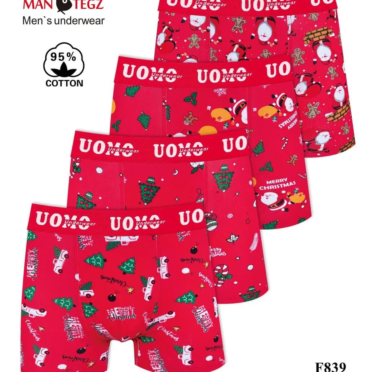 Bokserki męskie UOMO świąteczne 95% bawełna M-L-XL-XXL 4 szt