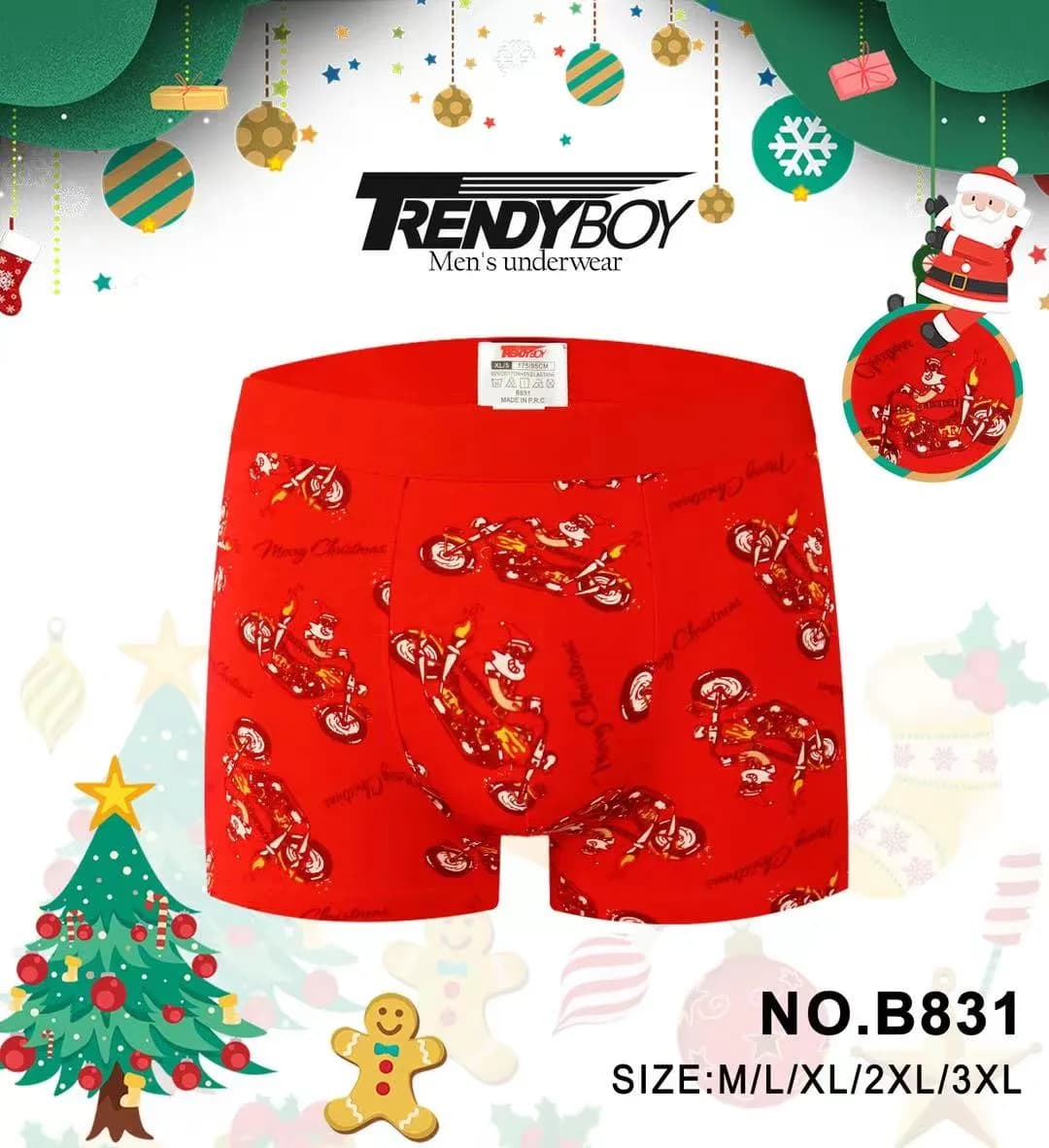 Bokserki męskie TrendyBoy NO.B831 M/L/XL/XXL czerwone świąteczne