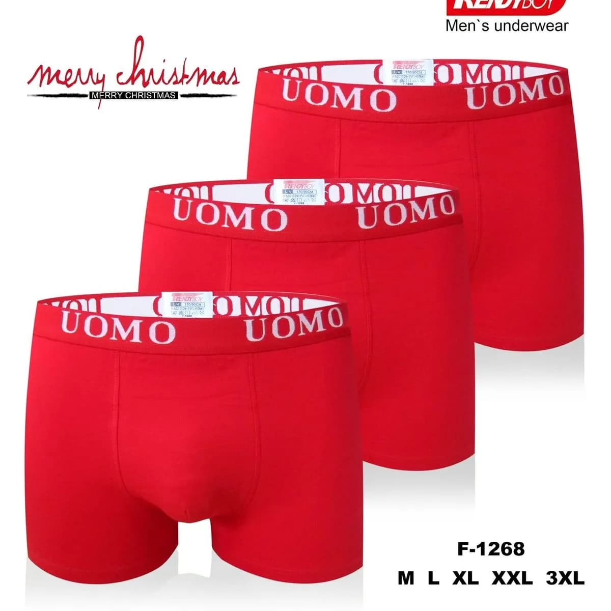 Bokserki męskie UOMO 3 szt. Trendy Boy F-1268 M-XXL czerwone