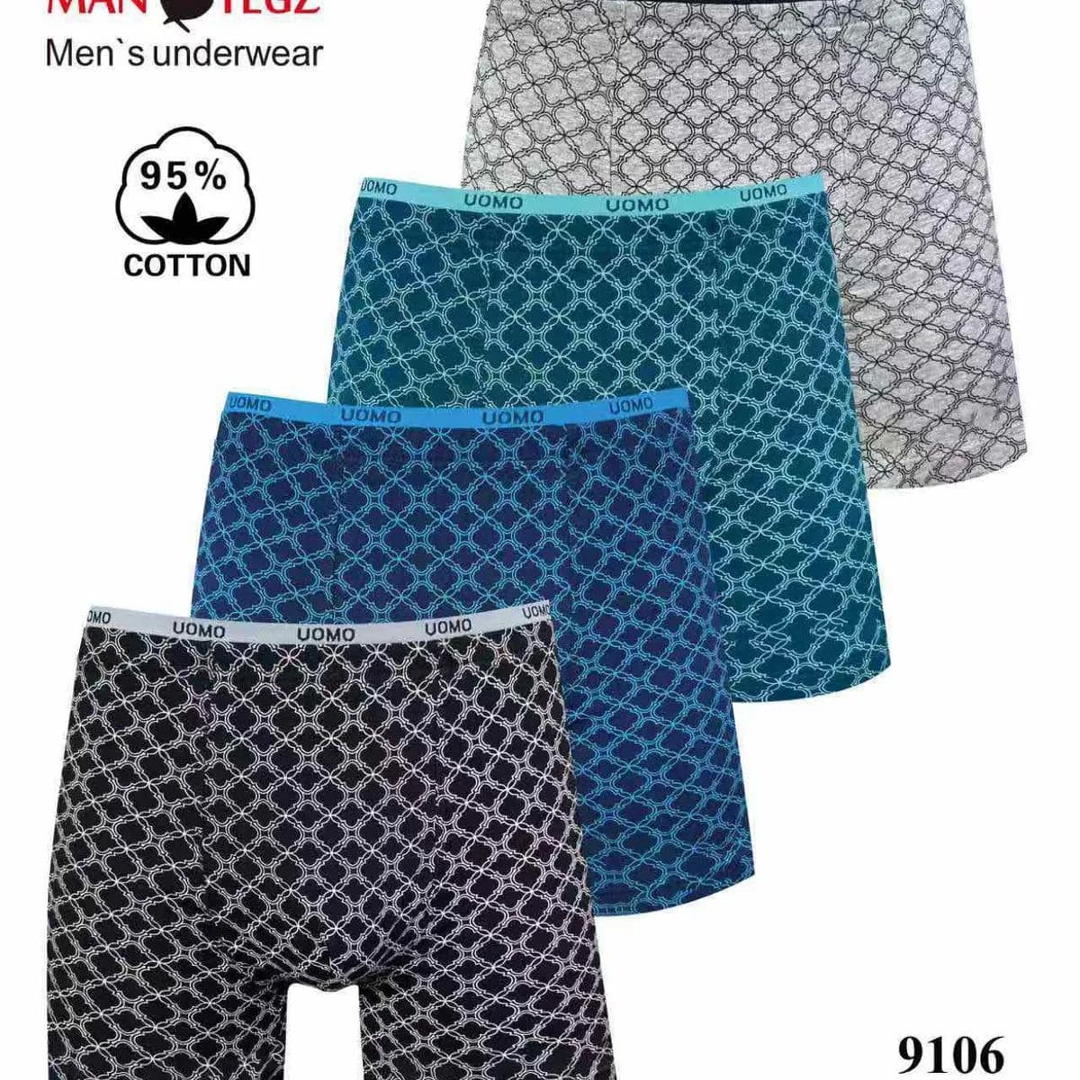 Bokserki męskie 4 szt. bawełna 95% wzór kratka M-XL-XXL