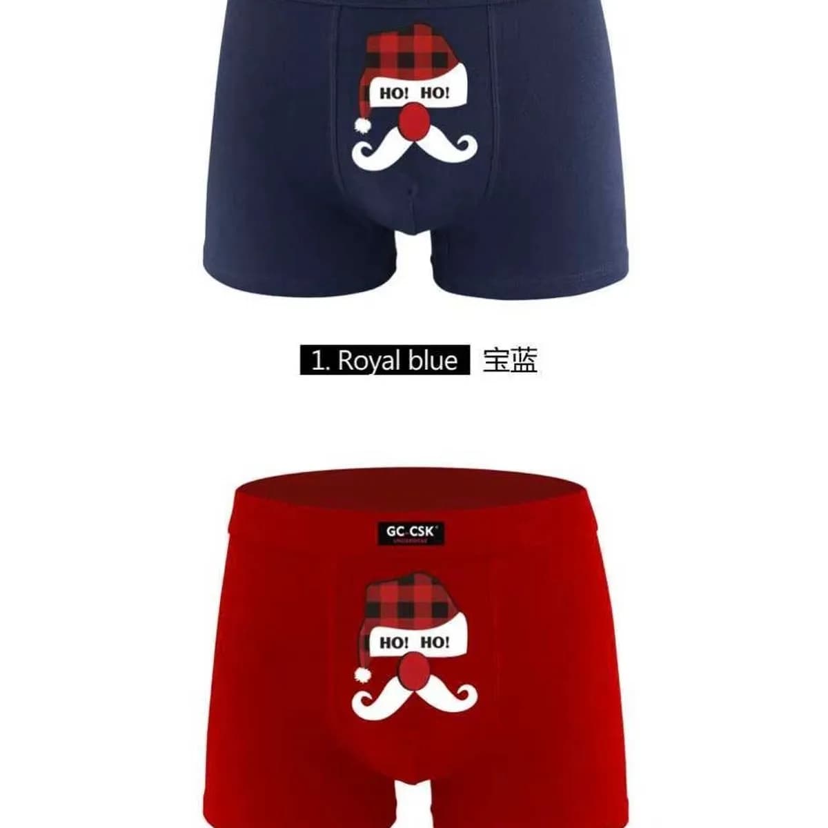 Bokserki męskie GCC z motywem świątecznym Royal Blue/Red SKU 061125-169