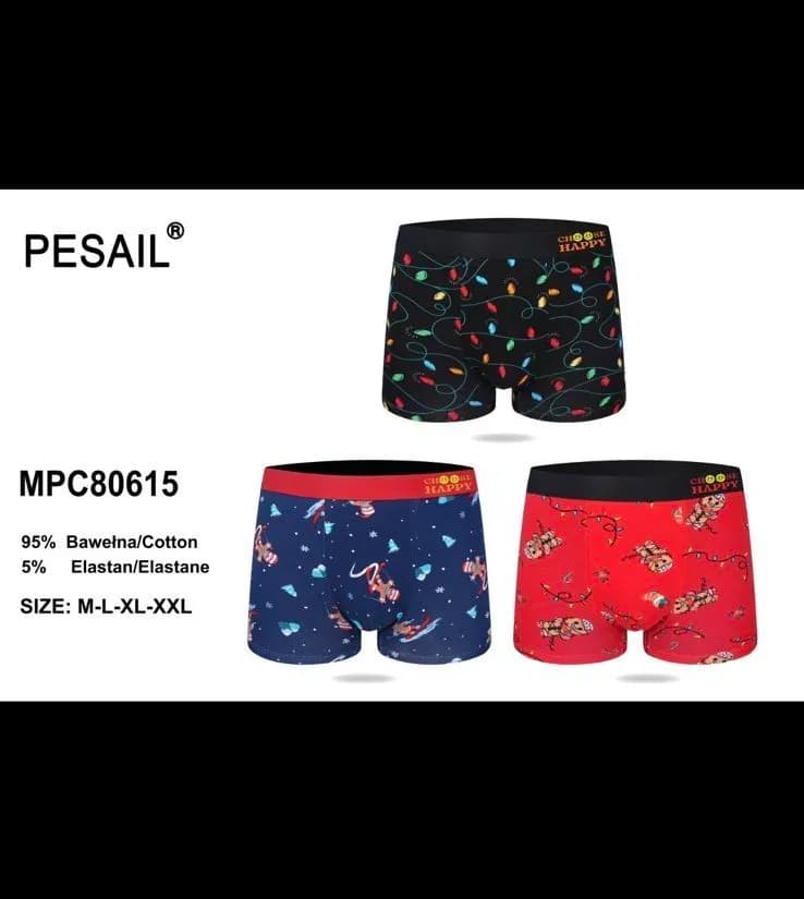 Bokserki męskie PESASIL M-L XL, wzory świąteczne i kosmiczne