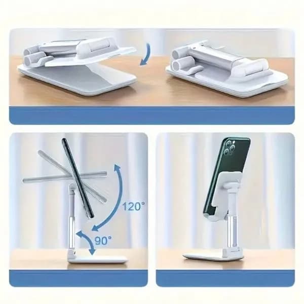 Podstawka Telefon - Składany Uchwyt Biurkowy z Regulacją, Biały