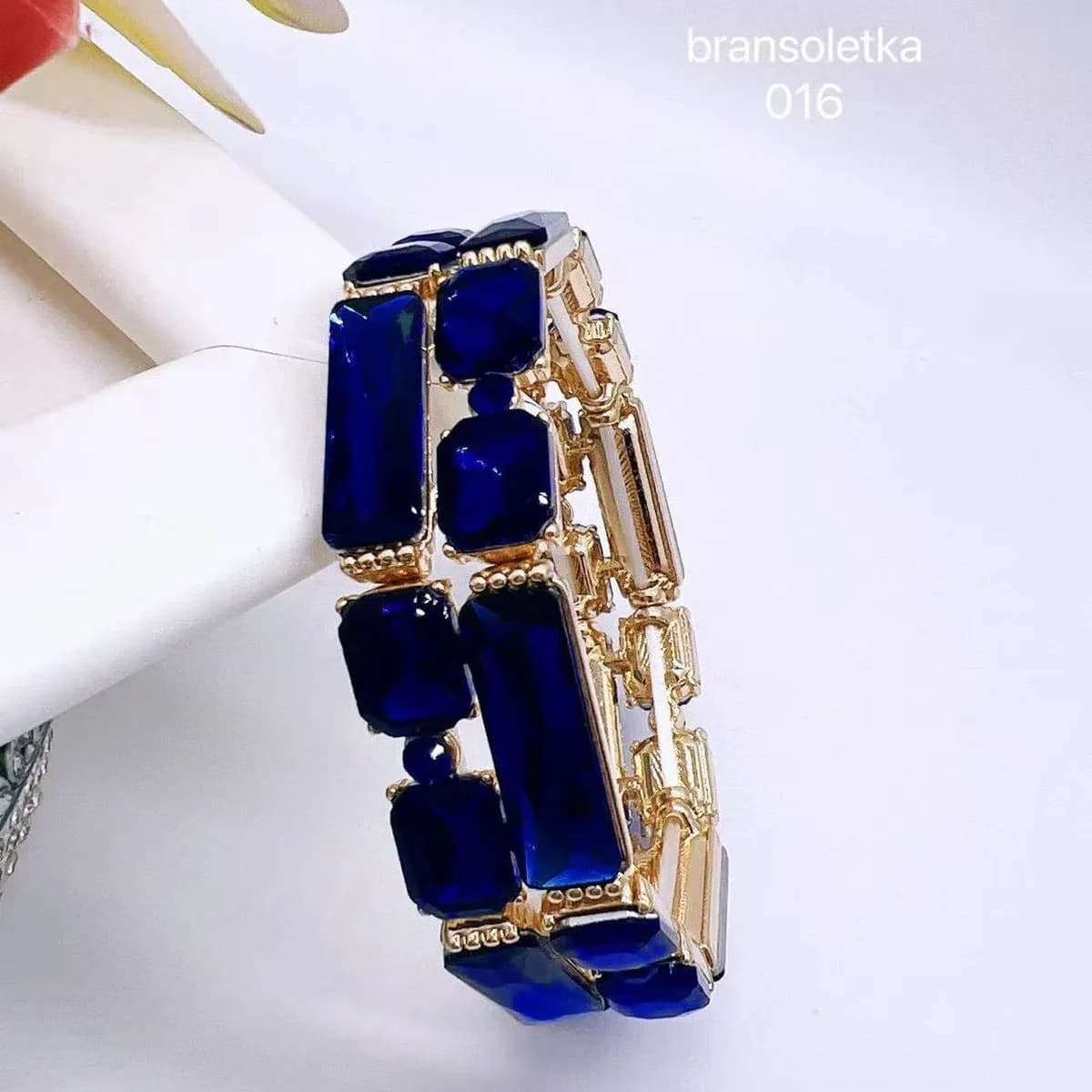 Bransoletka damska niebieska z kryształkami 070925-20