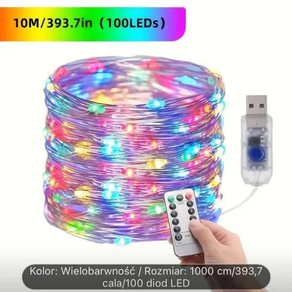 Lampka Drucik 200LED 10metr na USB z Pilotem