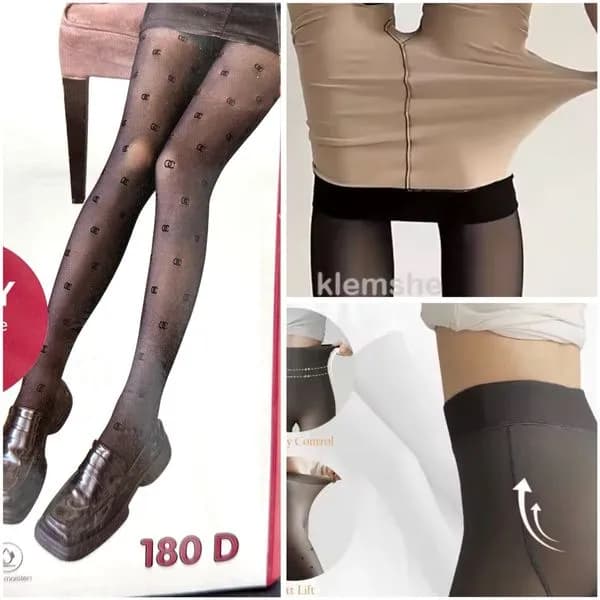 Rajstopy damskie czarne 180D z wzorem