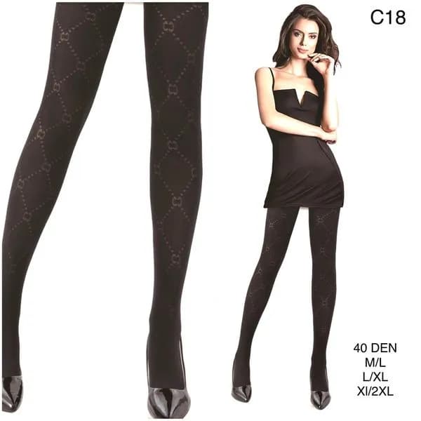 Rajstopy Damskie S/M, L-XL 40 DEN wzór kratka