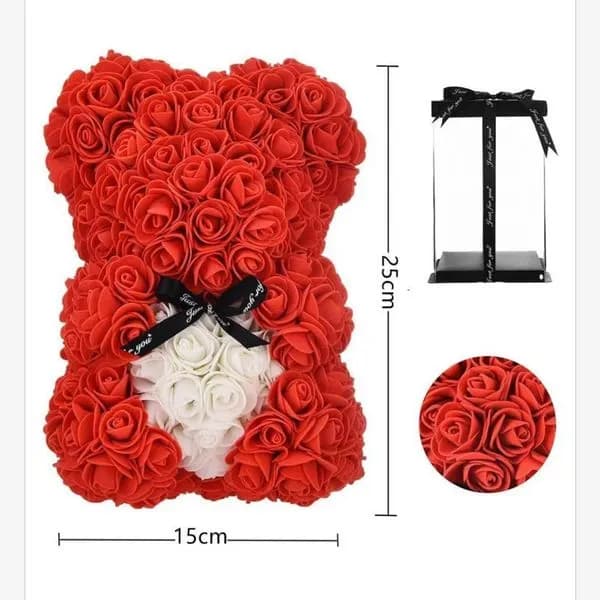 Prezent Pudełko Kwiaty Miś 25cm