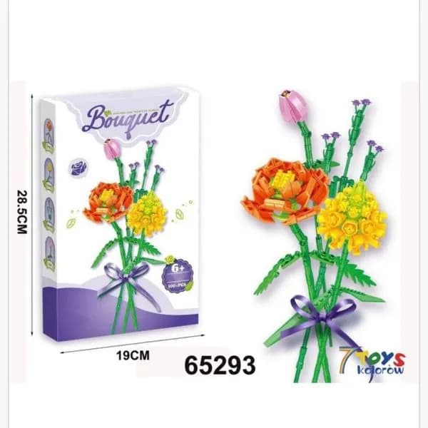 Klocki Kwiaty Bukiet 300+PCS, 28.5cm, Zestaw Konstrukcyjny 7 Toys