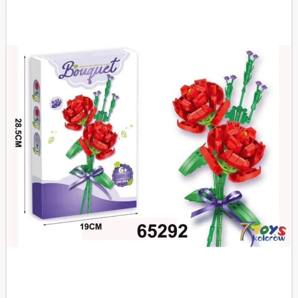 Klocki Kwiaty 200+PCS Czerwony Bukiet Róż 28,5cm