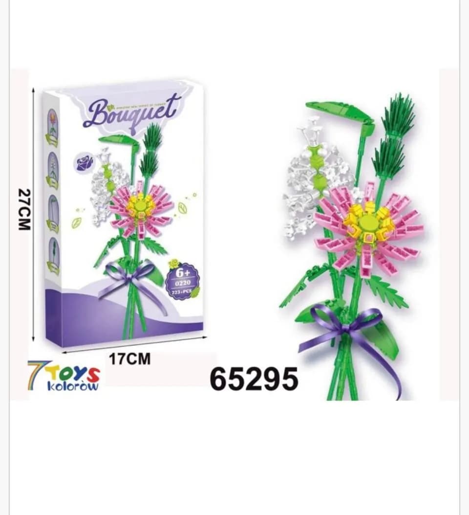 Klocki Kwiaty Bukiet Różowy 223+PCS Zestaw Konstrukcyjny 27cm