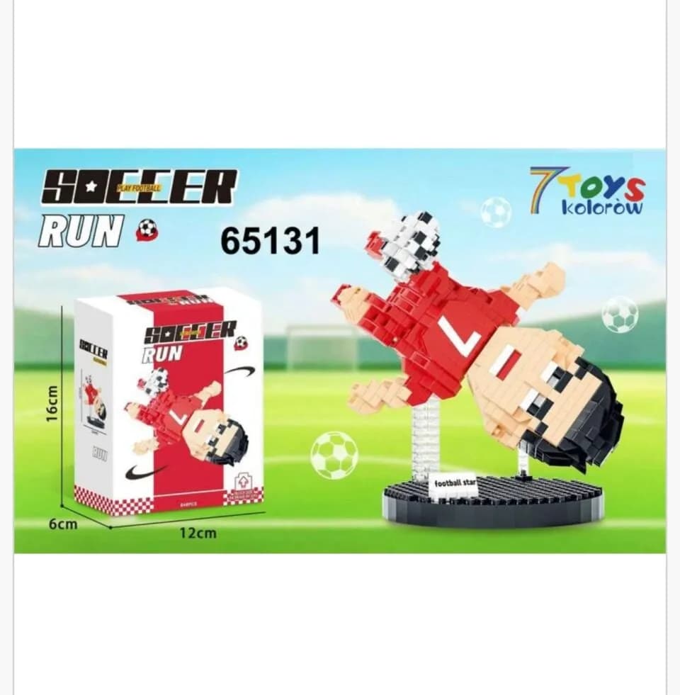 Klocki Soccer Run 848PCS Piłkarz Figurka 16cm 7 Kolorów