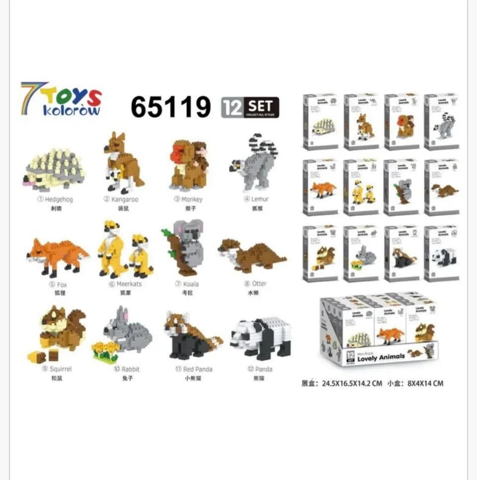 Klocki Lovely Animal Mini Blocks Zestaw 12 szt. Zwierzątka 7 Toys