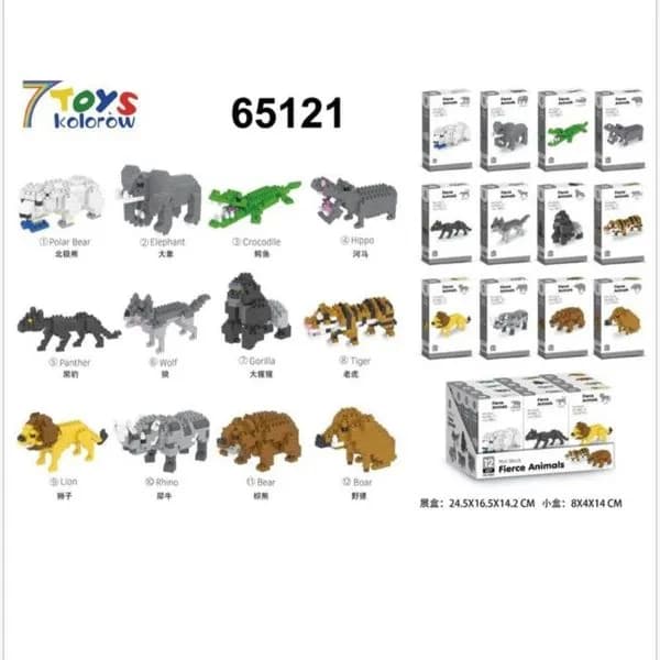Klocki Fierce Animal Mini Block 12 szt. - Figurki Zwierząt