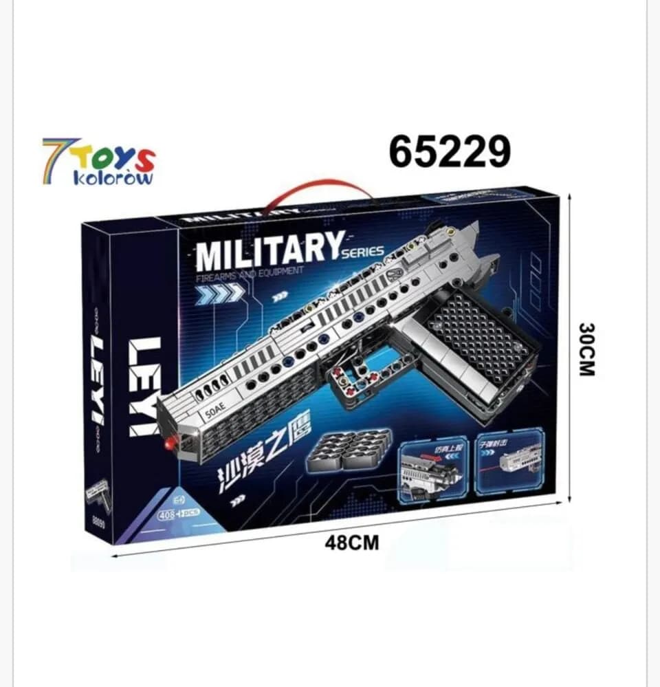 Klocki Pistolety Military 408PCS LEYI Model 50AE 48x30cm