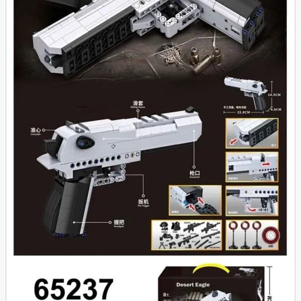 Klocki Pistolet Desert Eagle 415+PCS Ruchomy Spust i Zamek