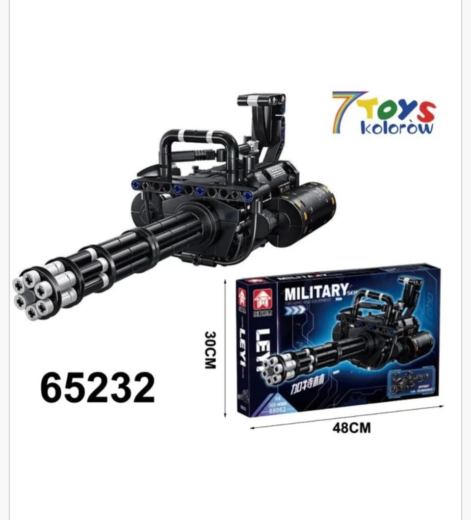 Klocki Pistolety Military 486+PCS Karabin Gatling 48cm LEYI