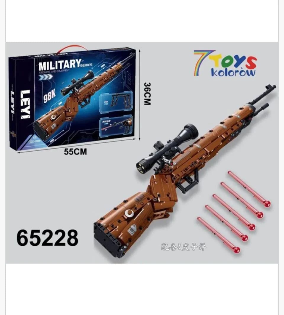 Klocki Pistolety Military 528+PCS Karabin Snajperski 98K LEYI
