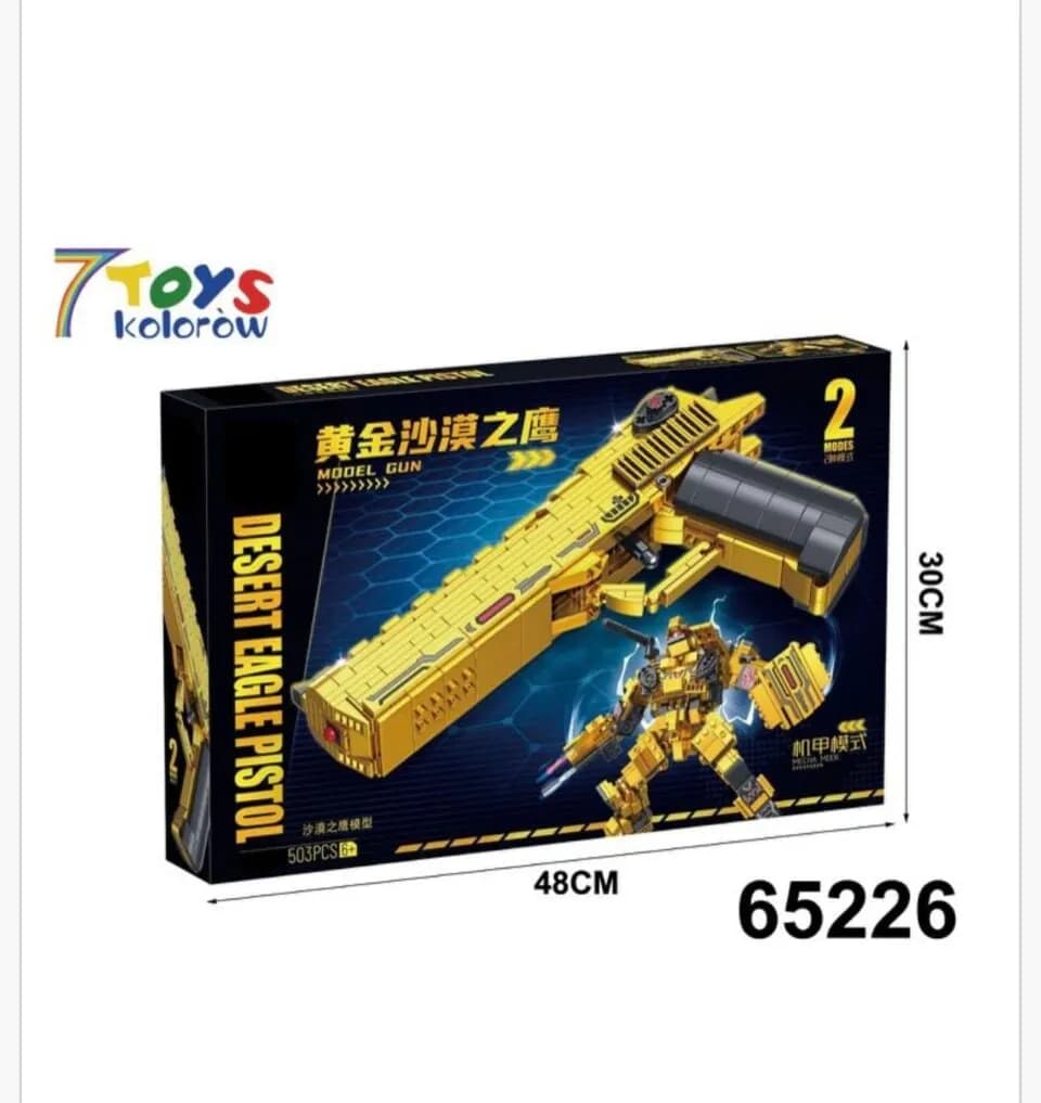 Klocki Pistolet Desert Eagle Model Gun 503PCS Złoty 2w1 Robot