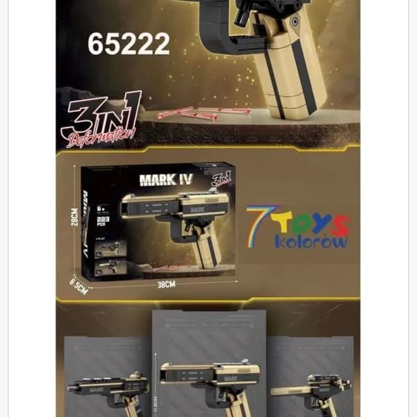 Klocki Pistolet Mark IV 223PCS Zestaw 3w1 Piaskowy 21,5cm