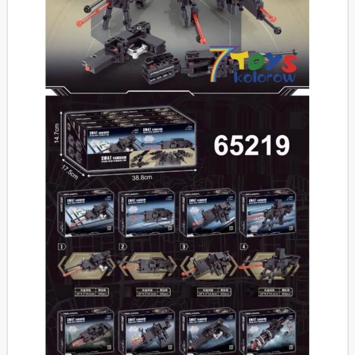 Klocki Pistolety Swat Vanguard Zestaw 8 szt. Broń Policyjna 65219