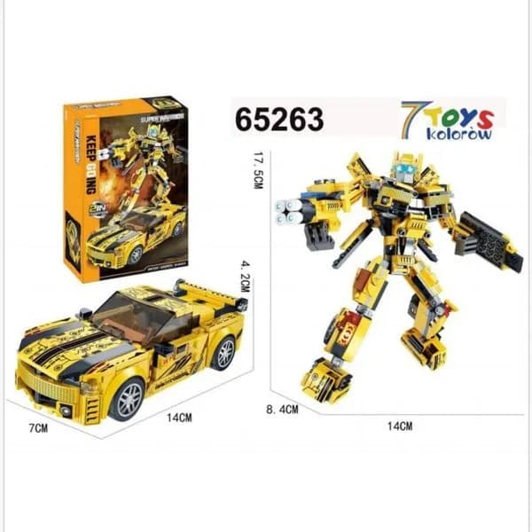 Klocki Super Warrior 2in1 Transform 402PCS Robot Samochód Żółty
