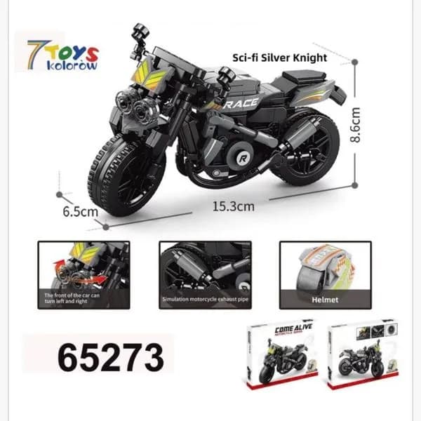 Klocki Motocycle Serier Come Alive Sci-fi Silver Knight 15.3cm