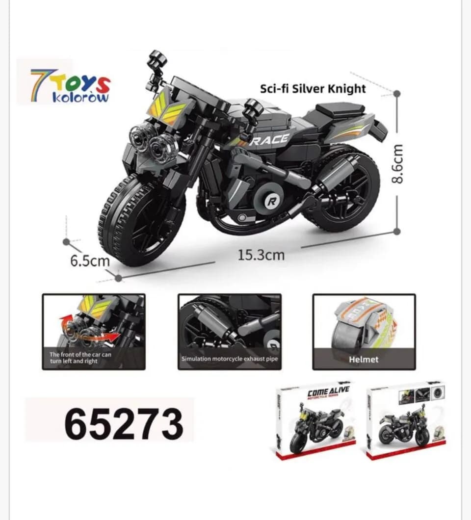 Klocki Motocycle Serier Come Alive Sci-fi Silver Knight 15.3cm