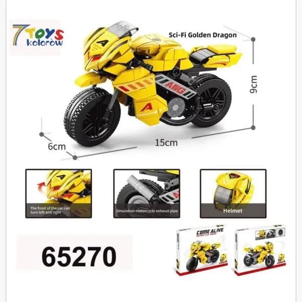 Klocki Motocycle Serier Come Alive Sci-Fi Golden Dragon 15cm 6szt