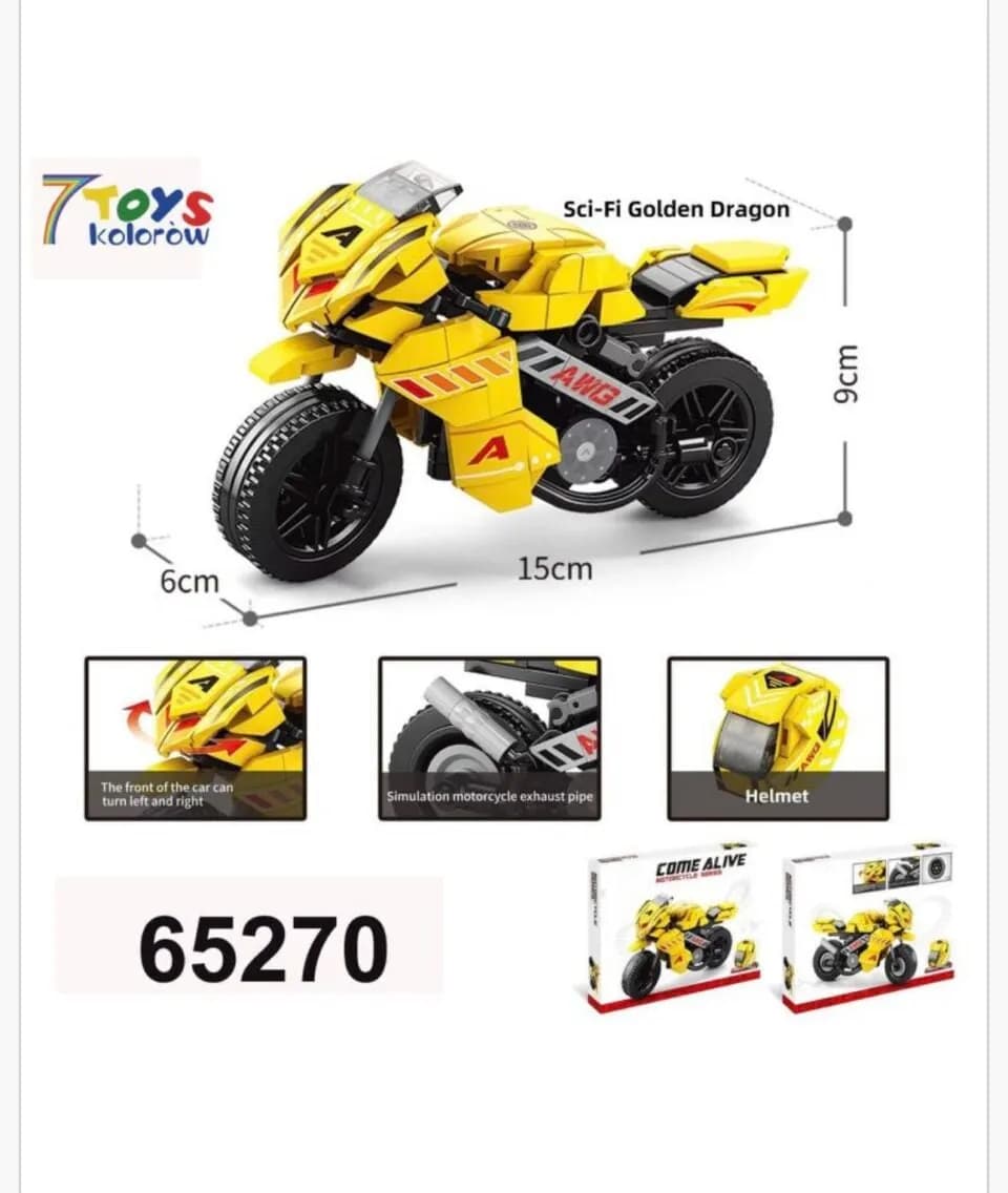 Klocki Motocycle Serier Come Alive Sci-Fi Golden Dragon 15cm 6szt