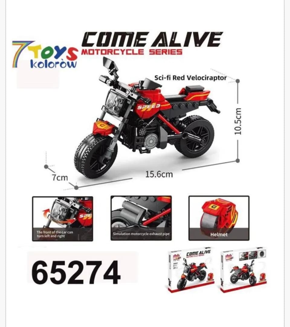 Klocki Motocycle Serier Come Alive - Motocykl Sci-fi Red 15.6cm