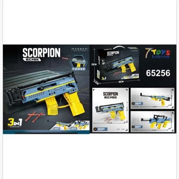 Klocki Pistolety Scorpion 3in1 258PCS Strzelający Pistolet Maszynowy