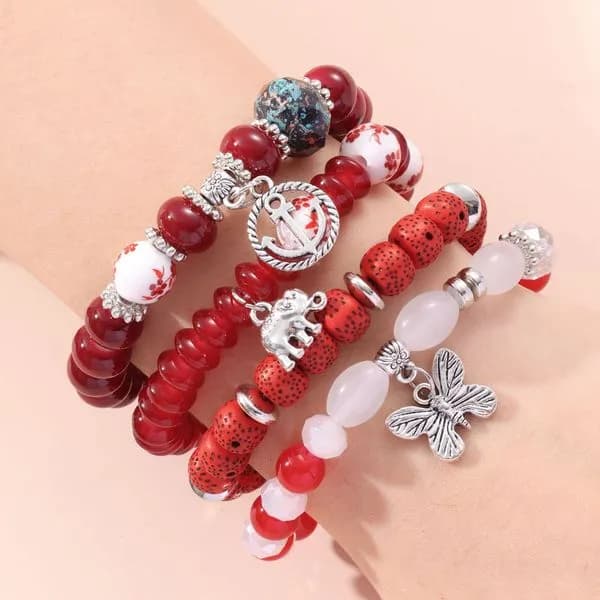 Zestaw 4 Bransoletek Koralikowych