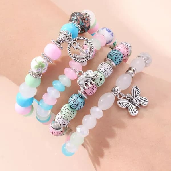 Zestaw 4 Bransoletek Koralikowych