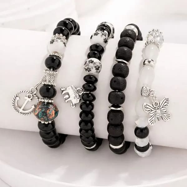 Zestaw 4 Bransoletek Koralikowych