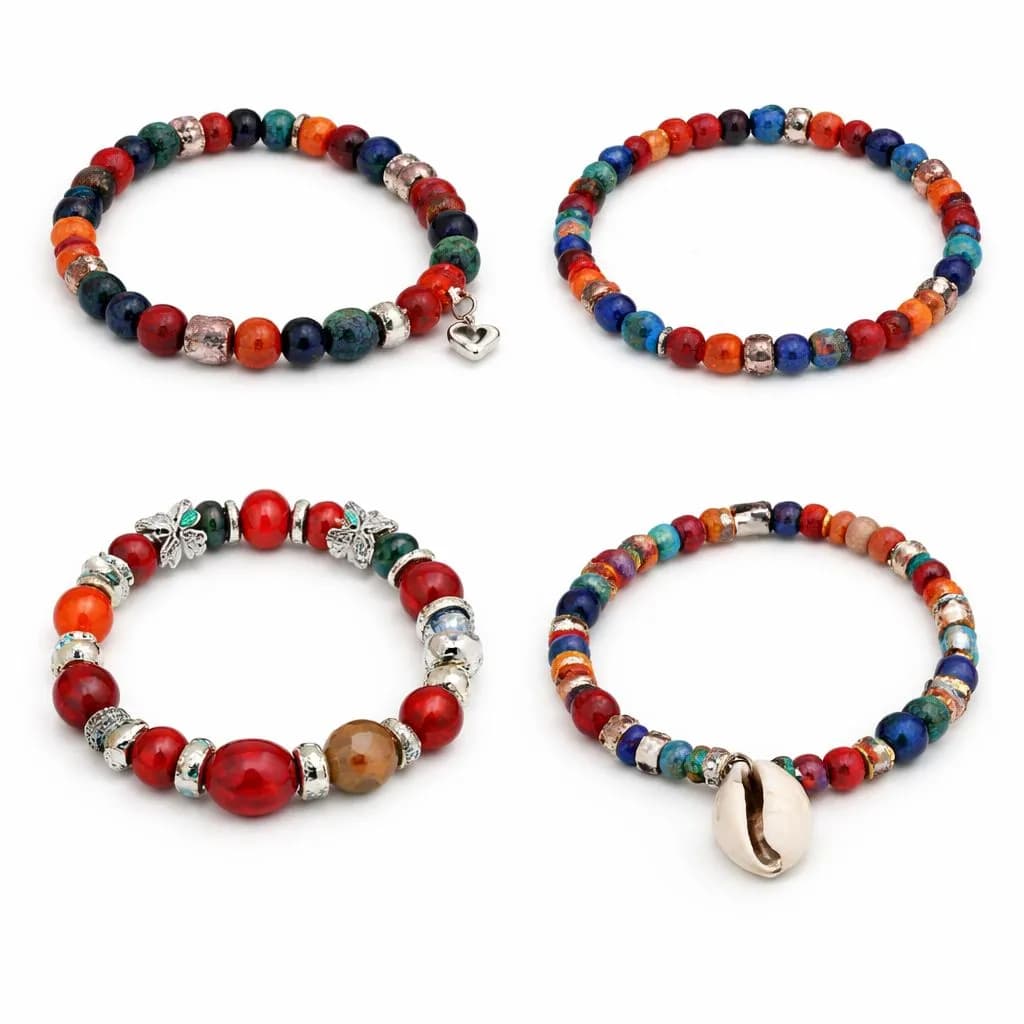 Zestaw 4 Bransoletek Koralikowych