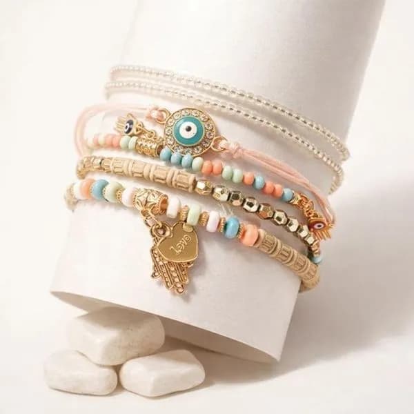 Zestaw 6 Bransoletek Koralikowych