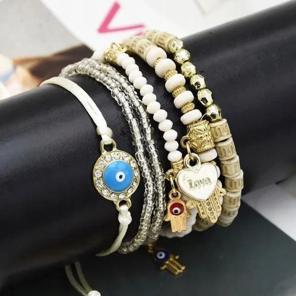 Zestaw 6 Bransoletek Koralikowych