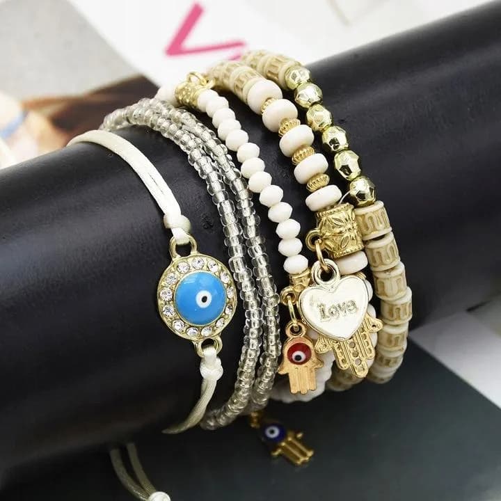 Zestaw 6 Bransoletek Koralikowych