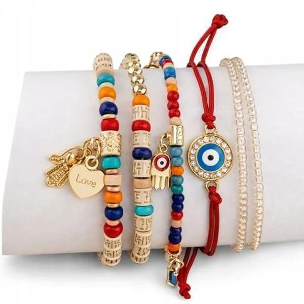 Zestaw 6 Bransoletek Koralikowych