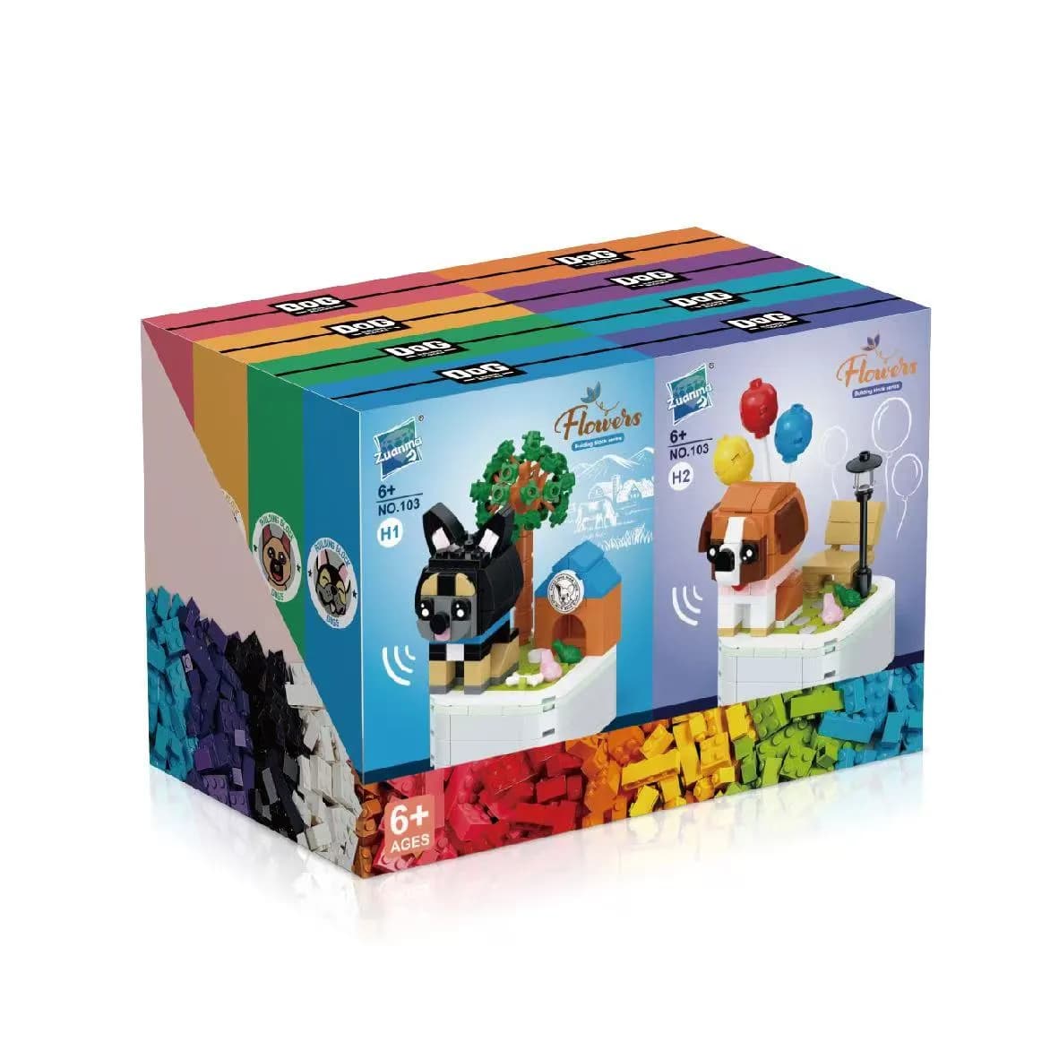 Zestaw klocków Flowers Dog House 6+ wiek, 8 szt/opak.