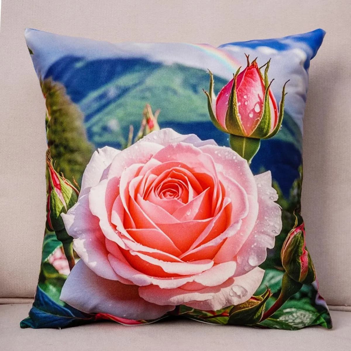 Poszewki 45/45 z nadrukiem róże i góry