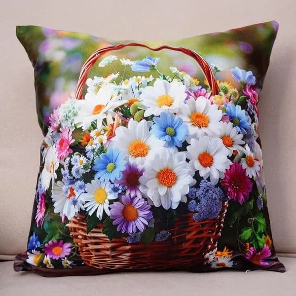 Poszewki 45/45 z koszykiem kwiatów